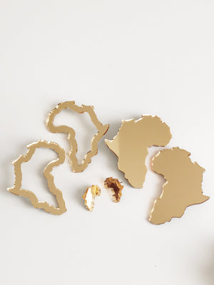 1” Mirror Gold Africa Earrings
