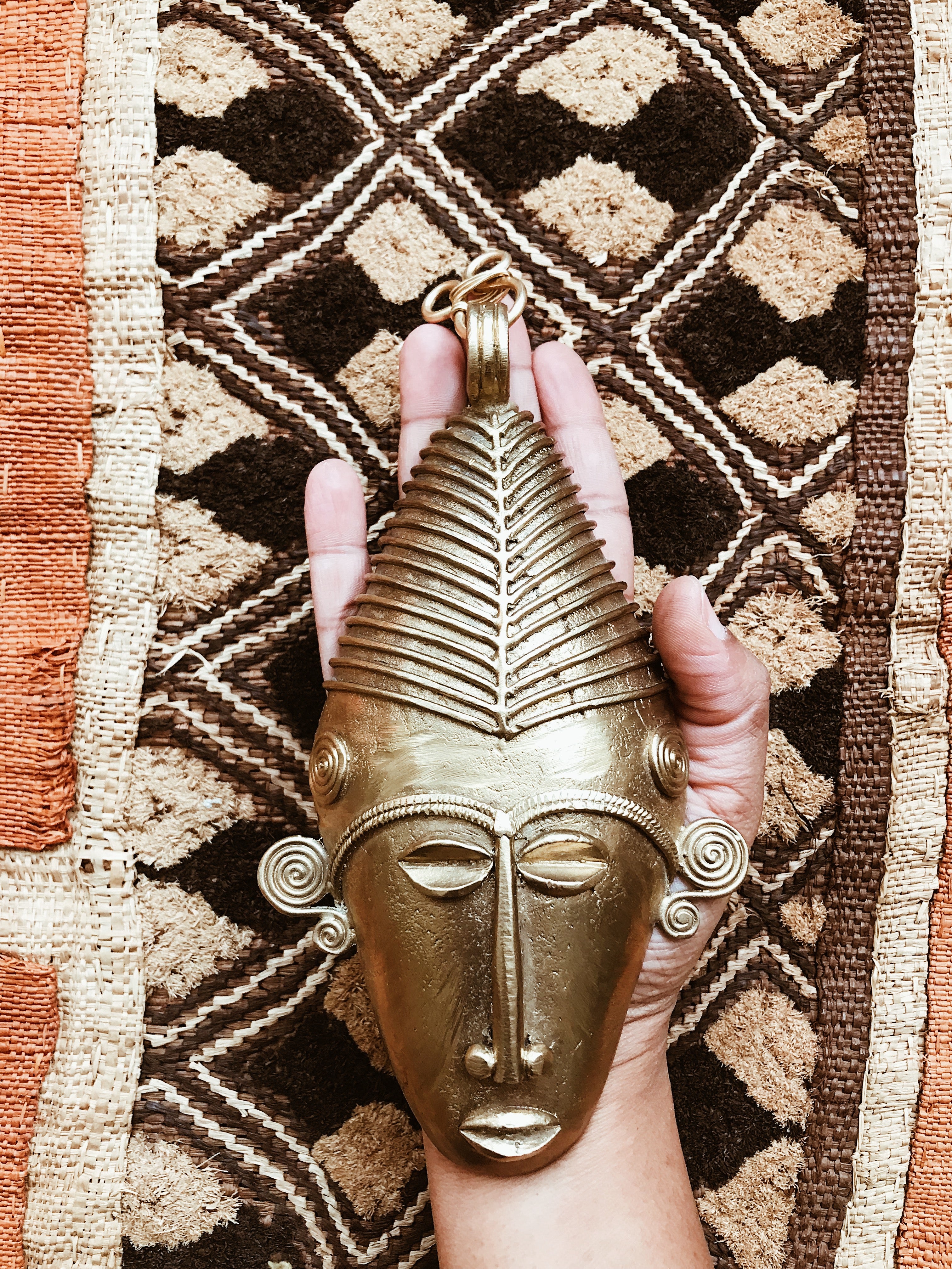 Brass African Fang Mask