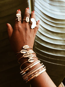 Oshun Brass Cowrie Cuff