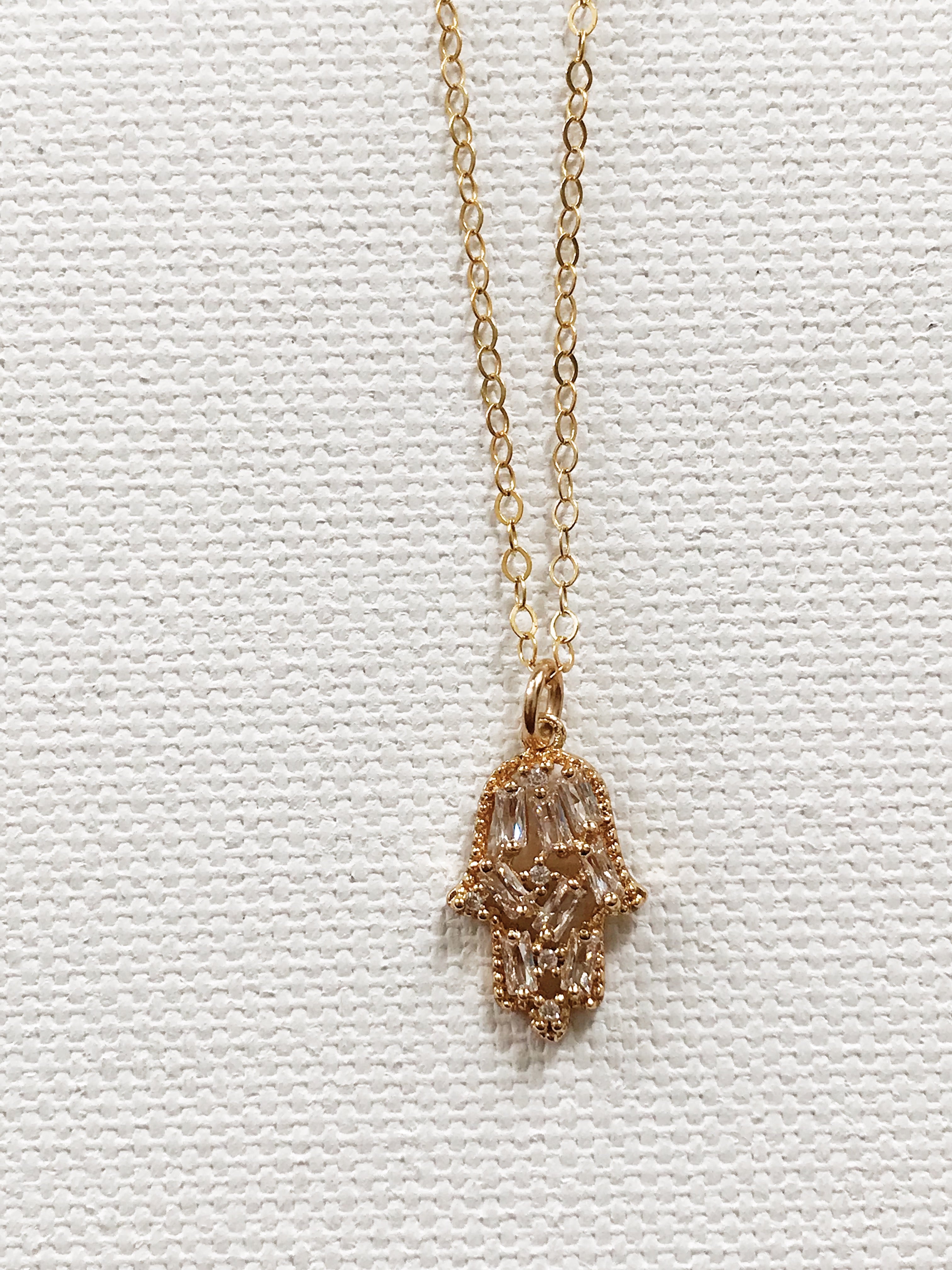 Crystal Hamsa Necklace