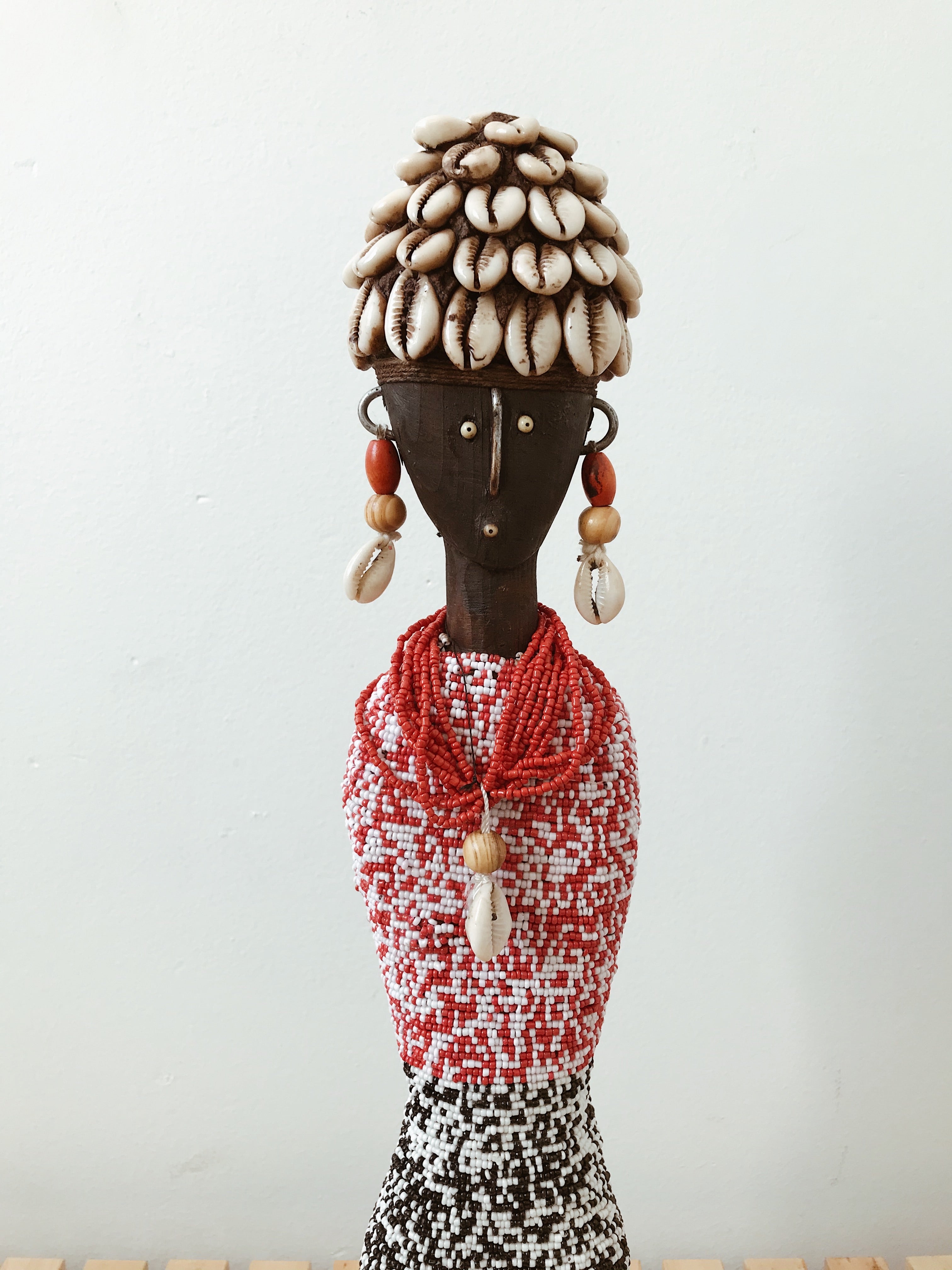Beaded Namji Doll Statue // Red + Black