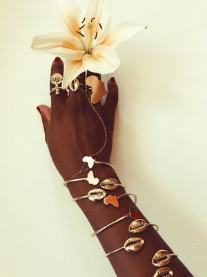 Oshun Brass Cowrie Cuff