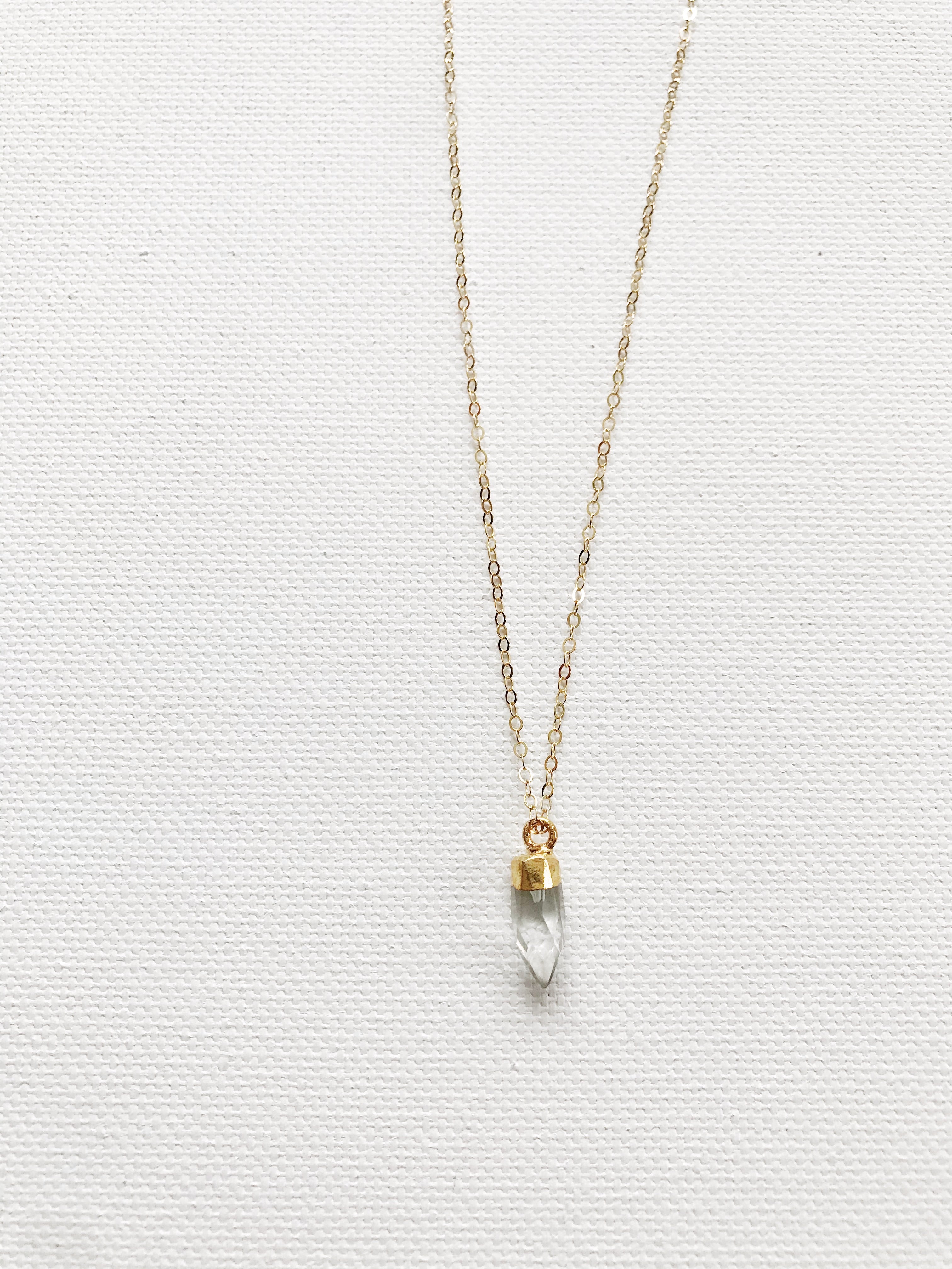 Tiny Quartz Crystal Charm Necklace