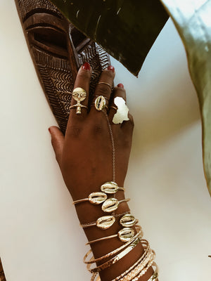 Oshun Brass Cowrie Cuff