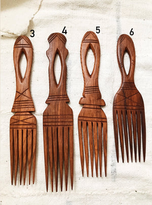 Duafe African Comb // Wood Afro Pick