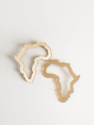 3” Mirror Gold Outline Africa Earrings