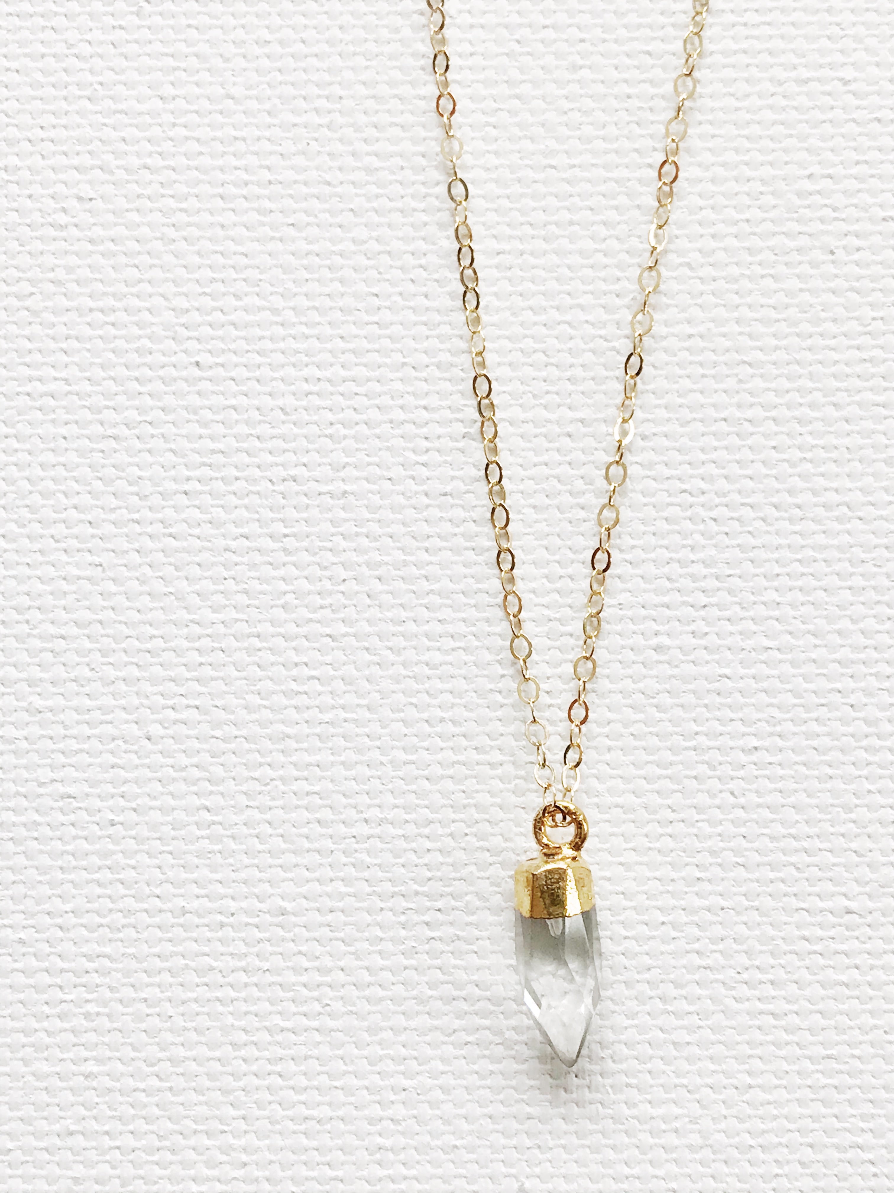Tiny Quartz Crystal Charm Necklace