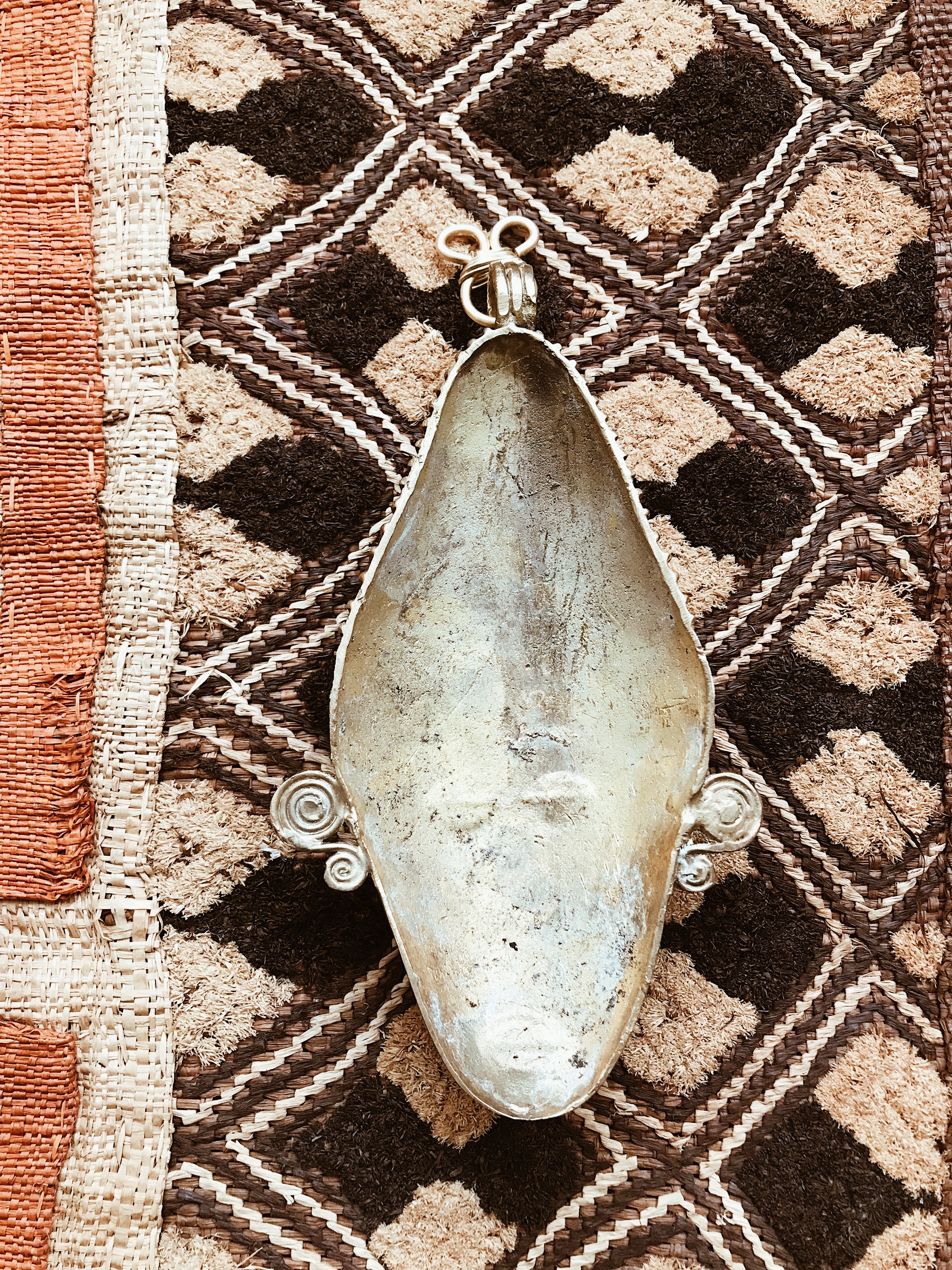 Brass African Fang Mask