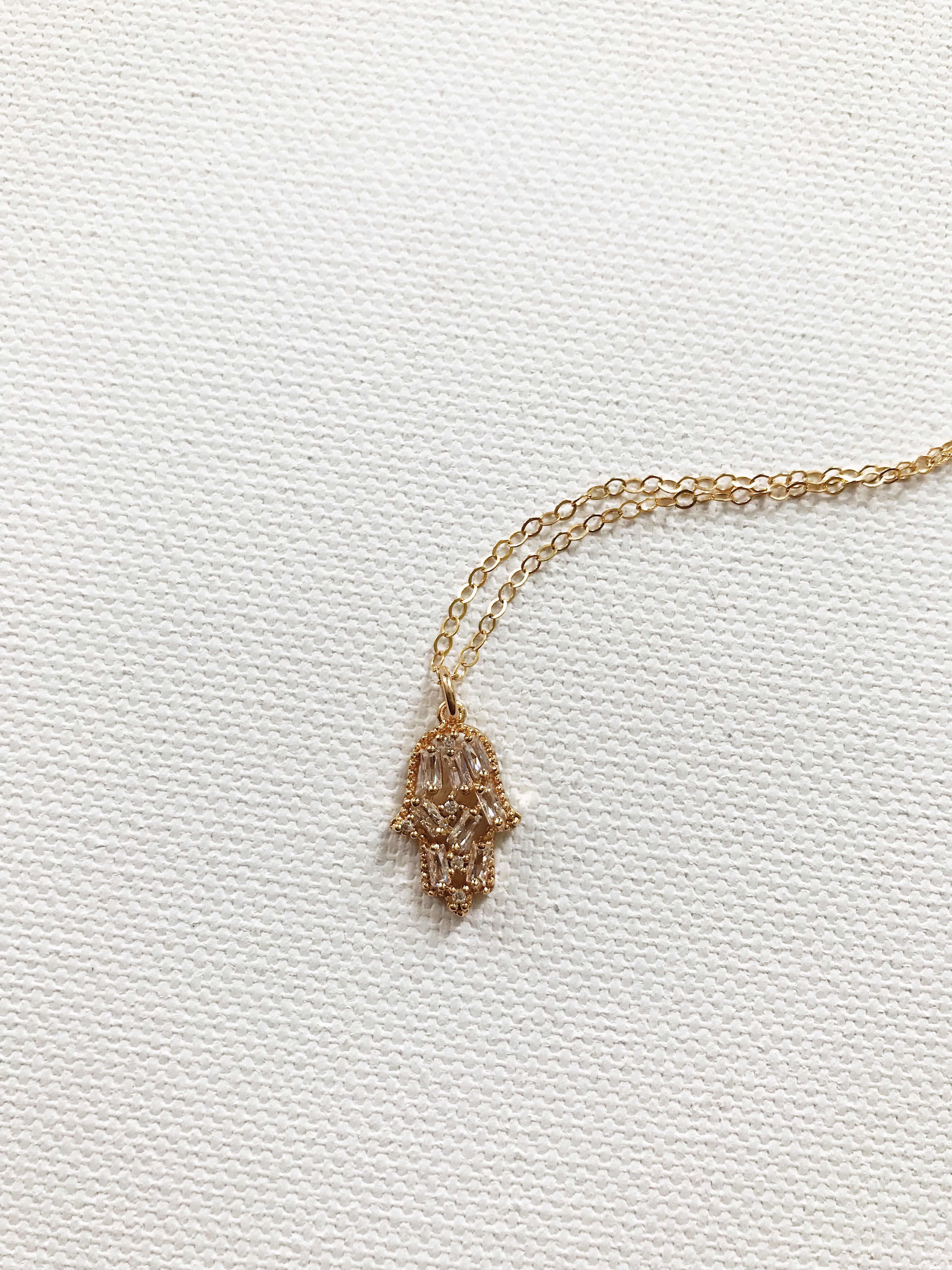 Crystal Hamsa Necklace