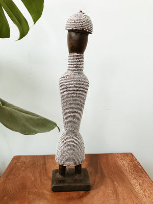 Slim Beaded Namji Doll Statue // White