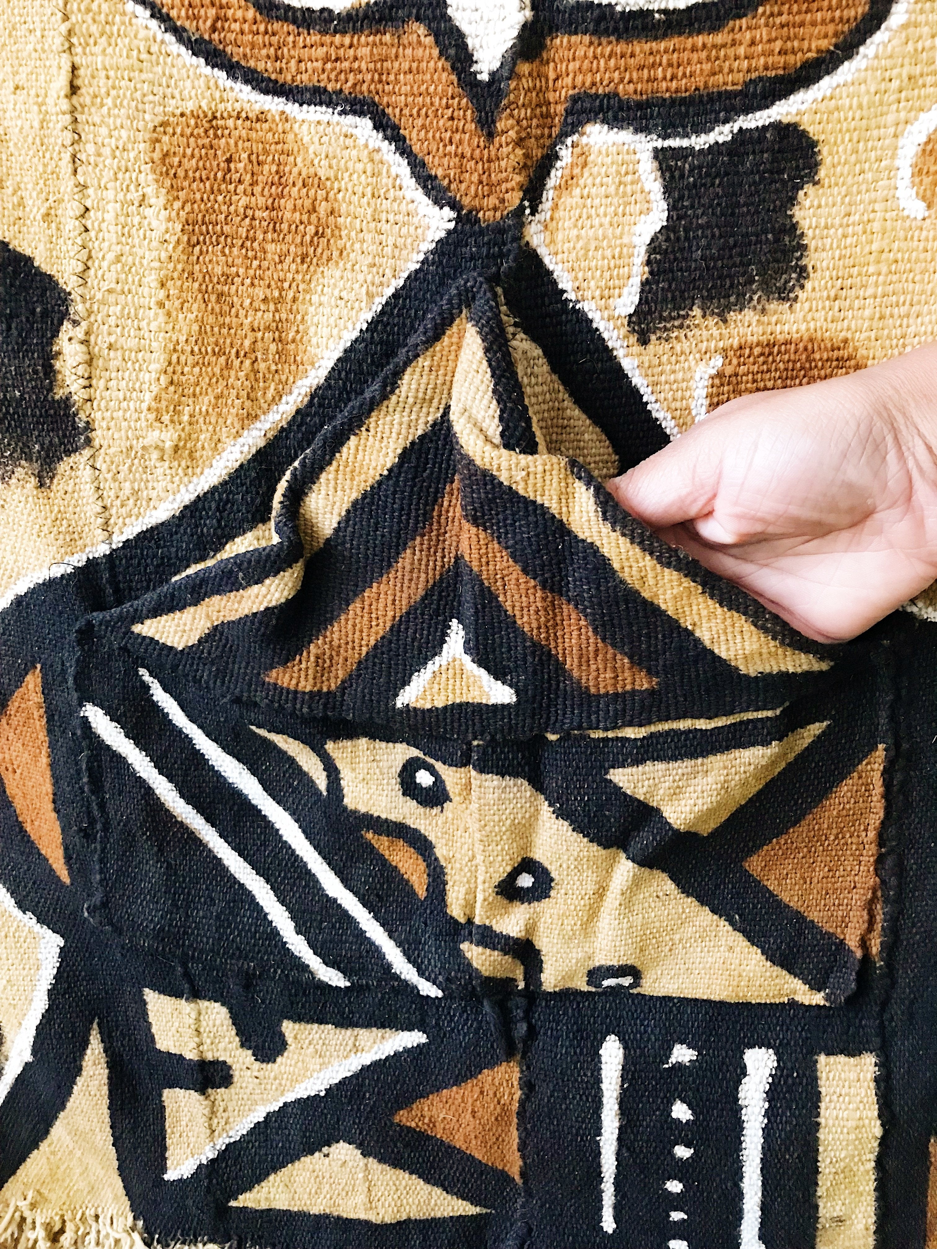 African Lion Mudcloth Poncho