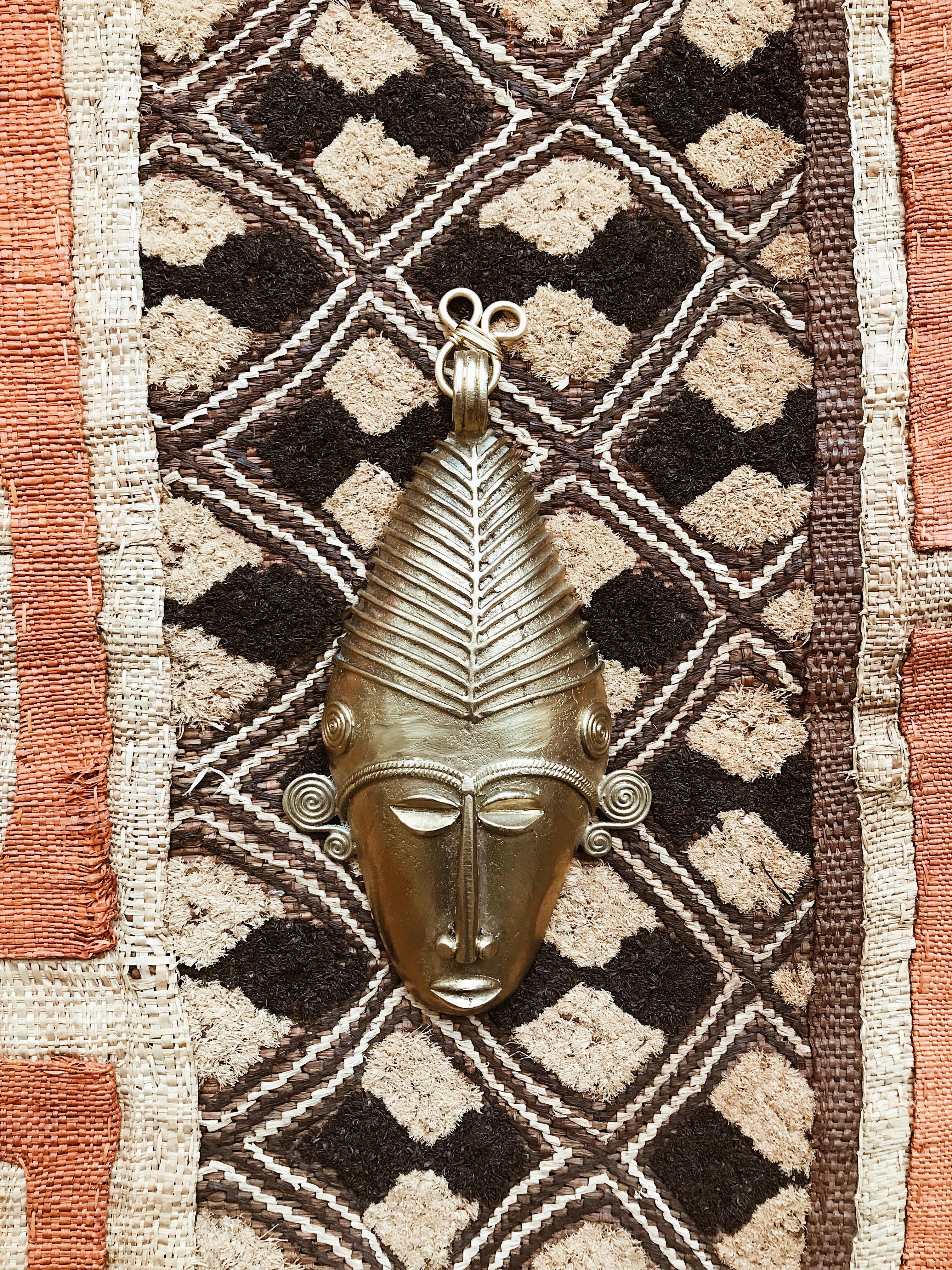 Brass African Fang Mask