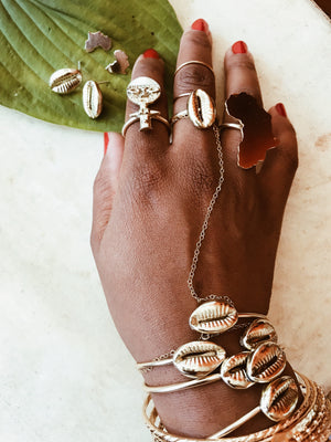 Oshun Brass Cowrie Cuff